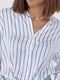Шовкова біло-синя блуза на гудзиках у смужку | 6721590 | фото 4