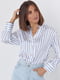 Шелковая бело-синяя блуза на пуговицах в полоску | 6721590 | фото 5