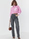 Укороченная розовая рубашка в полоску с двумя карманами | 6721597 | фото 3