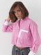 Укорочена рожева сорочка в смужку із двома кишенями | 6721597 | фото 6