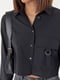 Укороченная черная рубашка с накладным карманом | 6721608 | фото 4