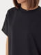 Однотонна чорна футболка у стилі oversize | 6721635 | фото 4