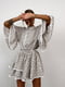 Романтична біла сукня А-силуету з оборками та розкльошеним рукавом | 6721722 | фото 2