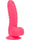 Ребристий фалоімітатор на присосці ADDICTION — Tom 7″ Dildo With Balls — Pink, віброкуля в подарунок | 6718460 | фото 3