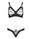 Комплект з екошкіри Celine Bikini black L/XL — Passion: відкритий бра зі стрічками, стрінги зі шнурі | 6719086 | фото 3