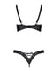 Комплект з екошкіри Celine Bikini black L/XL — Passion: відкритий бра зі стрічками, стрінги зі шнурі | 6719086 | фото 4