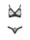 Комплект з екошкіри Passion Celine Bikini 4XL/5XL black, відкритий бра, стрінги зі шнурівкою | 6719567 | фото 3