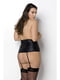 Пояс-корсет з екошкіри Passion Celine Set with Open Bra 4XL/5XL black, шнурівка, пажі, стрінги | 6719570 | фото 2