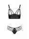 Комплект з екошкіри Passion Malwia Bikini 4XL/5XL black, з люверсами та ремінцями, бра, трусики | 6719582 | фото 3