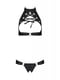 Комплект із екошкіри Passion Malwia Set with Open Bra 4XL/5XL black, топ та трусики з люверсами | 6719584 | фото 3
