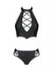 Комплект з екошкіри Passion Nancy Bikini 4XL/5XL black, бра та трусики з імітацією шнурівки | 6719585 | фото 3