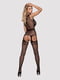 Бодістокінг Obsessive Bodystocking F217 S/M/L, елегантний силуетний малюнок, імітація панчіх | 6719660 | фото 4