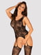 Бодістокінг Obsessive Bodystocking F237 S/M/L, рослинне плетіння, імітація панчіх | 6719665