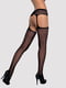 Сітчасті панчохи-стокінги з квітковим малюнком Obsessive Garter stockings S207 S/M/L, чорні, імітаці | 6719689 | фото 2