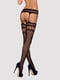 Панчохи-стокінги із комбінованою сіткою Obsessive Garter stockings S214 S/M/L, чорні, імітація гарте | 6719690 | фото 3