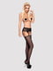 Сітчасті панчохи-стокінги з мереживним поясом Obsessive Garter stockings S307 S/M/L, чорні, імітація | 6719692 | фото 3