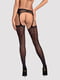 Сітчасті панчохи-стокінги зі стрілкою Obsessive Garter stockings S314 S/M/L, чорні, імітація гартері | 6719693 | фото 2