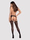 Сітчасті панчохи-стокінги зі стрілкою Obsessive Garter stockings S314 S/M/L, чорні, імітація гартері | 6719693 | фото 4