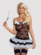 Еротичний костюм покоївки зі спідницею Obsessive Housemaid 5 pcs costume L/XL, чорно-білий, топ з пі | 6719699