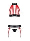 Комплект жіночої білизни з ремінців Passion Aziza S/M, червоний, бюстгальтер, пояс, стринги | 6719909 | фото 3