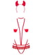 Еротичний костюм чортика зі стреп Obsessive Evilia teddy red S/M, боді, чокер, накладки на соски, об | 6719973 | фото 3