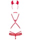 Еротичний костюм чортика зі стреп Obsessive Evilia teddy red S/M, боді, чокер, накладки на соски, об | 6719973 | фото 4