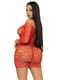 Сукня-сітка з сердечками Leg Avenue Heart net mini dress Red, зав’язки, відкриті плечі, one size | 6720122 | фото 2