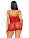 Сукня-сітка зі стразами Leg Avenue Rhinestone halter mini dress Red, відкрита спина, one size | 6720190 | фото 2