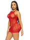 Сукня-сітка зі стразами Leg Avenue Rhinestone halter mini dress Red, відкрита спина, one size | 6720190 | фото 4