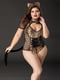 Еротичний костюм кішечки JSY «Імператриця Кітті» Plus Size, Black, боді, шнурівка, хвіст, вушка | 6720550 | фото 2