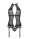 Корсет з пажами Passion SATARA CORSET L/XL black, стрінги, мереживо, застібки спереду та ззаду | 6720623 | фото 3
