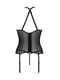 Корсет з пажами Passion SATARA CORSET L/XL black, стрінги, мереживо, застібки спереду та ззаду | 6720623 | фото 4