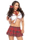 Костюм школярки Leg Avenue Miss Prep School XS Red, спідниця, топ, 2 бантики для волосся, краватка | 6720671 | фото 3