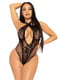 Мереживне тедді Leg Avenue Lace and net halter teddy One size Black, глибокий виріз, халтер | 6720675 | фото 3