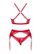 Комплект білизни Obsessive Lacelove cupless 3-pcs set XS/S Red, бюстгальтер, стрінги, пояс для панчі | 6720750 | фото 4