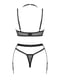 Комплект білизни Obsessive Selinne 3-pcs set XS/S Black, бюстгальтер, стрінги пояс для панчіх | 6720754 | фото 4