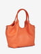 Шкіряна помаранчева сумка тоут середнього розміру | 6721765 | фото 3