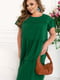 Вільна зелена сукня А-силуету з витонченими рукавами-крильцями | 6721790 | фото 2