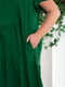 Вільна зелена сукня А-силуету з витонченими рукавами-крильцями | 6721790 | фото 3