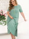 Елегантна сукня м’ятного кольору А-силуету з асиметрично підшитим подолом | 6721798 | фото 2