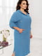 Льняна блакитна сукня-худі з укороченим рукавом на хлястику | 6721807 | фото 2