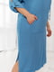 Льняна блакитна сукня-худі з укороченим рукавом на хлястику | 6721807 | фото 3