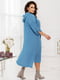 Льняна блакитна сукня-худі з укороченим рукавом на хлястику | 6721807 | фото 4