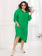 Льняна зелена сукня-худі з укороченим рукавом на хлястику | 6721808