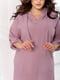 Льняна пудрова сукня-худі з укороченим рукавом на хлястику | 6721810 | фото 3