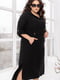 Льняна чорна сукня-худі з укороченим рукавом на хлястику | 6721812 | фото 2