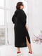 Льняна чорна сукня-худі з укороченим рукавом на хлястику | 6721812 | фото 4