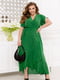 Зелена сукня-максі з об’ємним низом та фігурним вирізом | 6721814