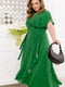 Зелена сукня-максі з об’ємним низом та фігурним вирізом | 6721814 | фото 2
