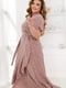 Сукня-максі пудрового кольору з об’ємним низом та фігурним вирізом | 6721816 | фото 2